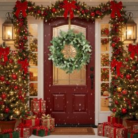 Christmas Cedar Wreath Full Luxe Greenery Holiday Door Festive Pinecone & Berry Accent FBA Shipment (Option: Default title)