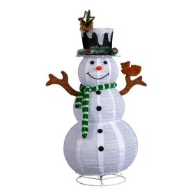 4FT Lighted Snowman And Squirrel Christmas Yard Decorations, Pre-lit Pull Up Snowman With 120 White LEDs, For Xmas Outdoor Holiday Indoor Decor L (Option: Default title)