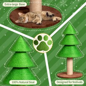31.5in Christmas Tree Cat Scratcher, Cat Scratching Post For Indoor Cats, Large Sisal Cat Scratching Tree Cat Scratch Tower, Grass Green (Option: Default title)