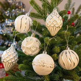 16PCS Shatterproof Christmas Ball Ornaments Set, Hand-Painted Holiday Decor With Assorted Sizes & Designs For Christmas Tree Thanksgiving Party D (Option: Champagne)