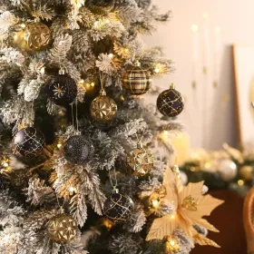 Ornaments For Christmas Trees, 16ct 2.36 Inches White And Silver Shatterproof Christmas Tree Decorations, Luxury Hanging Ball Ornaments For Xmas (Option: BlackGold)