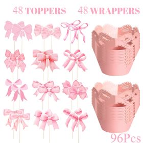 48 Set Bow Cupcake Toppers Kit (Option: W13568540)