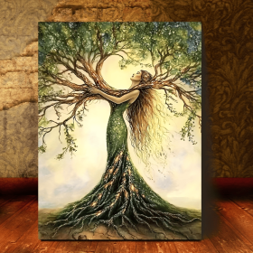 Room Decor 1pc Tree Of Life Canvas Art Print, Wooden Framed Nature-Inspired Wall Decor For Living Room, Bedroom, Office, Cafe - Unique Gift Idea, (Option: 24X18inch)