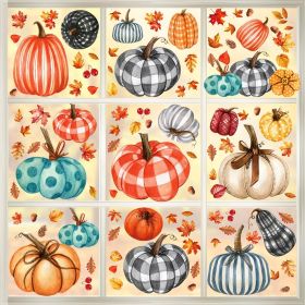 98 PCS Thanksgiving Window Clings 9 Sheets Fall Window Clings Pumpkin Maple Leaves Window Decals Double-Sided Window Stickers For Autumn Thanksgi (Option: 9 per pack)