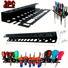 Two Piece Mix & Match Metal Wall Tool Rack (Distribution Mounting Screws) - Portable Hammer/Wrench/Pliers & Screwdriver Storage Rack, Wall Garage (Option: MixAndMatchDStyle)