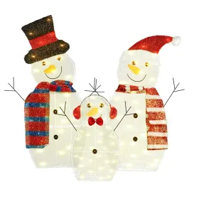 3Pcs 2D Christmas Snowman Yard Decoration Snowman Family Outdoor Decoration With 60Pcs LED Warm Yellow Lights IP44 Waterproof For Christmas Indoo (Option: BatteryBoxType)