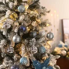 Ornaments For Christmas Trees, 16ct 2.36 Inches White And Silver Shatterproof Christmas Tree Decorations, Luxury Hanging Ball Ornaments For Xmas (Option: NavyBlueSilver)