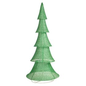 6FT Lighted Christmas Tree Yard Decorations, Pre-lit Pull Up Christmas Tree With 200 LED Warm White Lights For Xmas Outdoor Holiday Indoor Decor (Option: Default title)