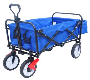 Folding Wagon Garden Shopping Beach Cart Blue Colour (Option: Blue)