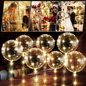 10PCS LED Light Up Balloons Clear Balloons Helium Bubble Glow Balloons With String Lights For Birthday Wedding Party Decorations (Option: W13627234)