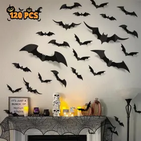100pcs Bats Halloween Decorations: Halloween Bats Wall Décor Bat Stickers Decals PVC 3D Wall Bat Scary Stickers Halloweens Party Decorations Indo (Option: 100pcs)