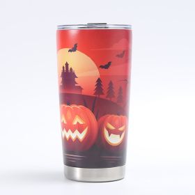Customized Creative 304 Stainless Steel Insulated Mug, 3D-Printed Beer Cup, Halloween Large-Capacity 20oz Car Tumbler (Option: Red)