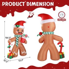 7.9 FT Lighted Christmas Inflatable Decoration, Inflatable Gingerbread Man Outdoor Decoration, Funny Blow Up Yard Decorations With Built-in LED L (Option: Default title)