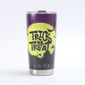 Customized Creative 304 Stainless Steel Insulated Mug, 3D-Printed Beer Cup, Halloween Large-Capacity 20oz Car Tumbler (Option: Purple)