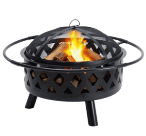 Circular Fire Pit, Wood Burning Fire Pit And Spark Cover, Outdoor Fire Pit Courtyard (Option: 30IN)