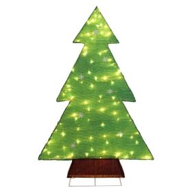 4FT Lighted Christmas Tree Yard Decorations, Pre-lit Holiday Decor With 110 Warm White LED Lights For Xmas Outdoor Indoor Decor Lighted Holiday D (Option: Default title)
