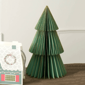 Green Handmade Paper Tree 6.5inch Dia X 11inch H - Festive Decor (Option: Green)