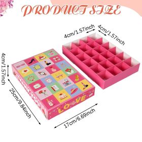 10 Pcs Advent Calendar Gift Boxes With 24 Compartments DIY Surprise Paper Boxes For Candy Jewelry Cartoon Thank You Candy Wrapping Box  For Birth (Option: Pink)