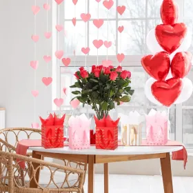 12 Pcs Small Gift Bags Mini Metallic Paper Bag Bulk Tiny With Handle Tissue Paper For Wrap Christmas Thanksgiving Halloween Birthday Party Favor (Option: RedPinkWhite)