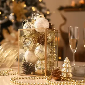 Ornaments For Christmas Trees, 16ct 2.36 Inches White And Silver Shatterproof Christmas Tree Decorations, Luxury Hanging Ball Ornaments For Xmas (Option: WhiteGold)