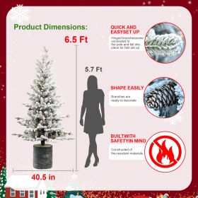 2,3,4,5,6ft PE PVC Decorated Flocking Basin Tree Artificial Christmas Tree (Option: 6.5ft)