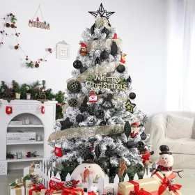 100pcs Christmas Tree Decorations Ornaments Set, Shatterproof Plastic Baubles Decorative Balls For Xmas Tree Decor Holiday Wedding Party, White (Option: Black)