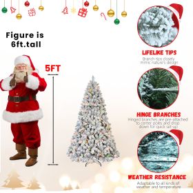 4 5 6 7 FT PVC Mixed Floceked Tree Artificial Full Christmas Tree (Option: 5ft Pine conex27pcs)