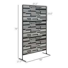 78 H X 48 W Metal Outdoor Privacy Screen, Freestanding Decorative Privacy Fence Screen For Balcony, Black (Option: Black)