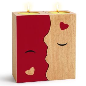 2PCS Set Kissing Candle Holder For Him Him Best Friend Romantic Anniversary Gift For Women Girls Wooden Candle Holder (Option: 1pair)