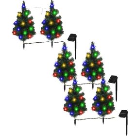 3SET 1 TOW 2 Solar Christmas Tree, Solar Powered Pathway Christmas Tree With Multicolored LED Lights (Option: 3Set)