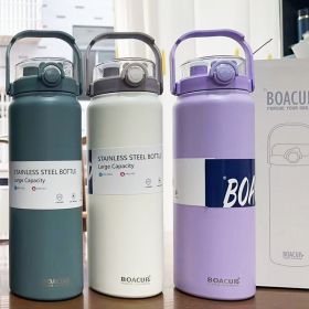 316 Stainless Steel Insulated Mug For Men And Women With Straw, Dual Purpose Drinking Cup, Large Capacity Portable Thermos (Option: Purple)