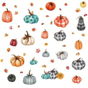 9 Sheets Pumpkin Window Clings Large Farmhouse Fall Leaves Window Clings Fall Thanksgiving Halloween Decorations Indoor Watercolor Double-Sided P (Option: 9 Sheets)