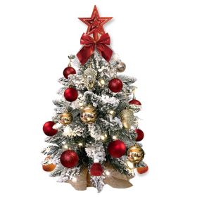 22in Tabletop Artificial Mini Red Christmas Tree With Light With Flocked Snow (Option: Red)