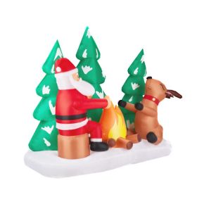 9FT Lighted Christmas Inflatable Decoration, Inflatable Santa And Reindeer Around Campfire, Funny Blow Up Yard Decorations With Built-in LED Ligh (Option: Default title)