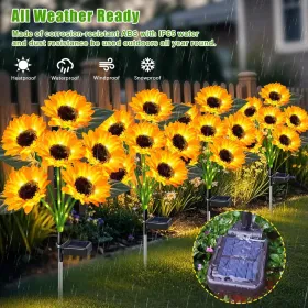 Solar Christmas Tree Outdoor Decor, Waterproof Solar Xmas Decorations Garden Stake Lights, Multi-Color LED Christmas Décor For Outside Landscape (Option: 4pcsSunflower24flowers)