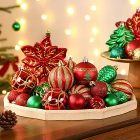 106PCS Christmas Balls Ornaments Set, Colorful Shatterproof Plastic Decorative Baubles For Xmas Tree Decor Holiday Wedding Party Decoration With (Option: RedGreenGold)