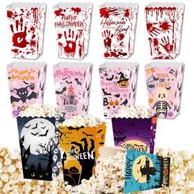 12Pcs Halloween Popcorn Box 3 Designs Spooky Halloween Trick Or Treat Boxes Bloody Theme Party Favor Snack Boxes Candy Cookie Container Paper Box (Option: 12pcs)