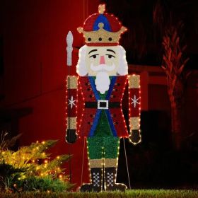 Lighted Nutcracker Christmas Yard Decorations, Pre-lit 2D Nutcracker Soldier With 162 LED Warm White Lights And Stakes For Xmas Outdoor Holiday I (Option: Default title)