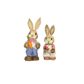 2025 New Two Handwoven Straw Rabbits, Crafted Entirely By Hand. Perfect For Newlywed Garden Courtyard Decorations, Wedding Venue Ornaments, Rusti (Option: 2pcs-Radishes and Butterflies)