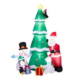7.5FT Lighted Christmas Inflatable Decoration, Inflatable Christmas Tree With Santa And Snowman, Funny Blow Up Yard Decorations With Built-in LED (Option: Default title)