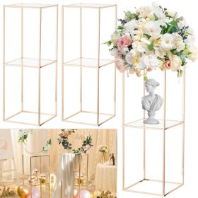 2Pcs 31.5inch Gold Flower Stands (Option: W13535777)