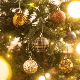 Ornaments For Christmas Trees, 16ct 2.36 Inches White And Silver Shatterproof Christmas Tree Decorations, Luxury Hanging Ball Ornaments For Xmas (Option: CopperGoldPurple)