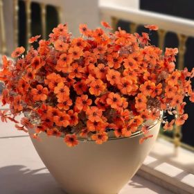20 Bunches Of Outdoor Mixed Color Artificial Flowers, Autumn Plant And Flower Outdoor Decoration, UV Protection, Realistic And Non-fading, Suitab (Option: Orange)