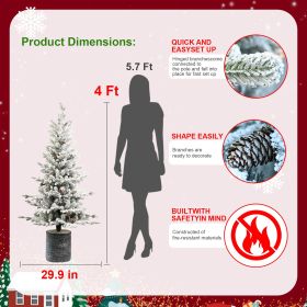2,3,4,5,6ft PE PVC Decorated Flocking Basin Tree Artificial Christmas Tree (Option: 4.5ft)