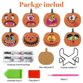 8 Packs Halloween Rhinestones Art Coasters (Option: W13688174)