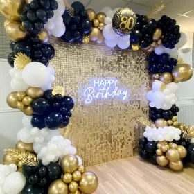 White And Gold Balloons Garland Kit, 124pcs White Metallic Gold Confetti Balloon Arch Kit For Wedding, Engagements Birthday Graduation Baby Showe (Option: BlackWhiteGold)