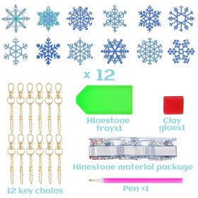 12 Packs Snowflake Rhinestones Painting Keychain Kits (Option: W13732748)