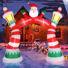 8.9 FT Lighted Christmas Inflatable Archway, Inflatable Santa Claus Christmas Arch, Blow Up Yard Decorations With Built-in LED Lights For Holiday (Option: 8.9FT)