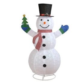5.7FT Lighted Snowman Holding Small Tree Christmas Yard Decorations, Pre-lit Pull Up Snowman With 200 Warm White LEDs, For Xmas Outdoor Holiday I (Option: Default title)