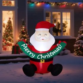5.8FT Lighted Christmas Inflatable Decoration, Inflatable Santa Claus Holding Banner, Funny Blow Up Yard Decorations With Built-in LED Lights For (Option: Default title)